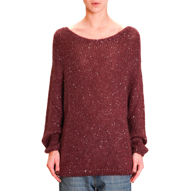 Tensione in-Maglia mohair micro paillettes - Bordeaux