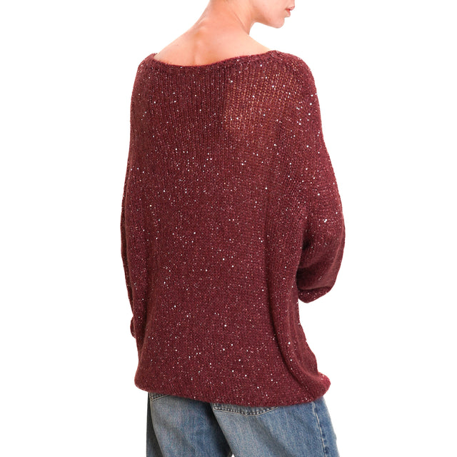 Tensione in-Maglia mohair micro paillettes - Bordeaux