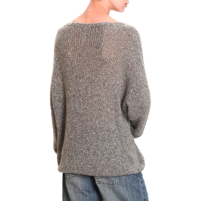 Tensione in-Maglia mohair micro paillettes - grigio