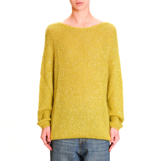 Tensione in-Maglia mohair micro paillettes - lime