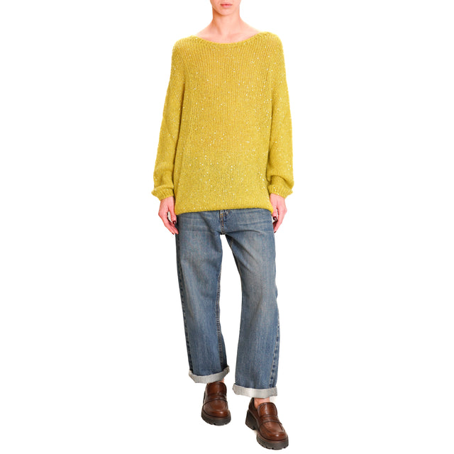 Tensione in-Maglia mohair micro paillettes - lime