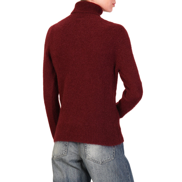 Tensione in- Maglia mohair elasticizzato collo alto - Bordeaux