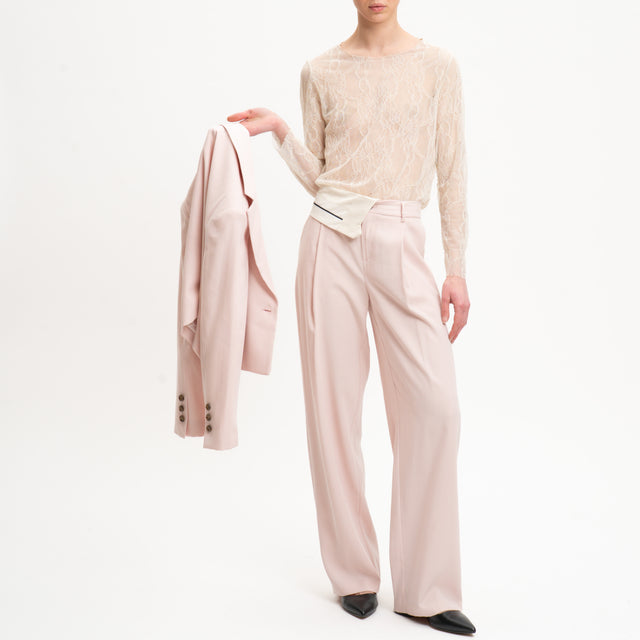 Tensione in-Pantalone con baschina a contrasto - rosa