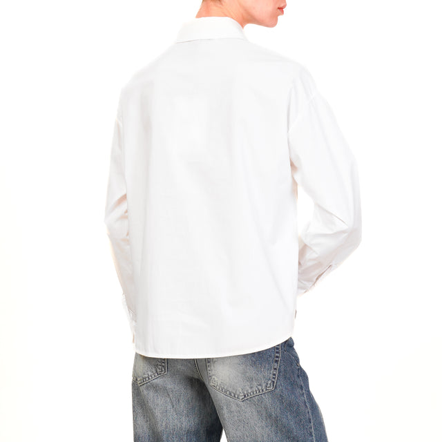 Haveone-Camicia in cotone con spilla fiocco - bianco/nero