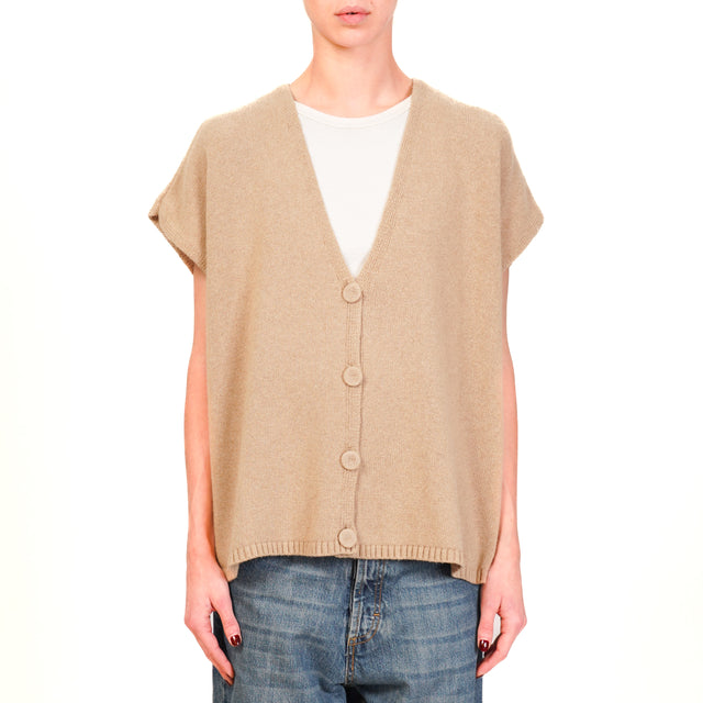 Motel-Gilet misto cashmere - camel