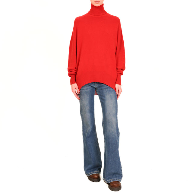 Motel-Maglia over collo alto stondata - rosso