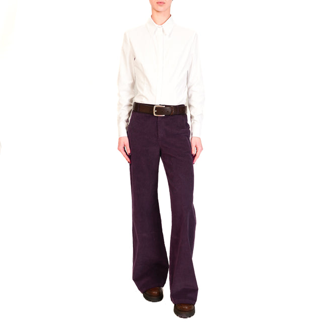 Zeroassoluto-LILLY palazzo trousers in stretch velvet - burgundy