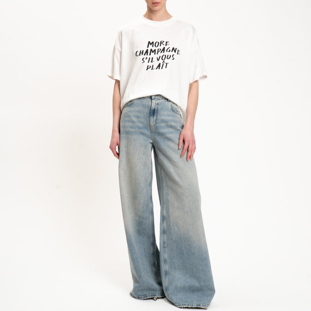 Vicolo-T-shirt "MORE CHAMPAGNE" - bianco