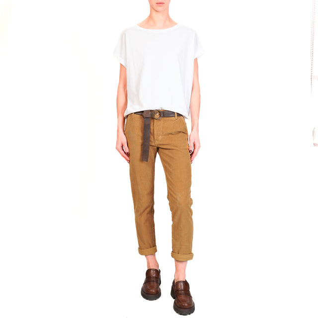 Zeroassoluto-LOIS chino trousers in stretch corduroy - humus