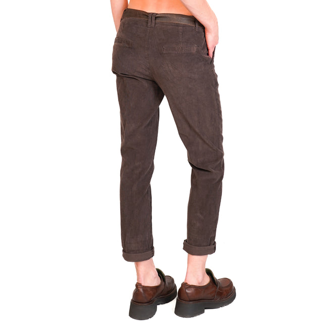 Zeroassoluto-Pantalone LOIS chino velluto millerighe elasticizzato - moro