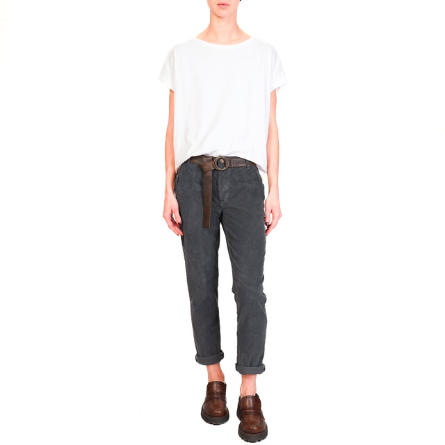 Zeroassoluto-LOIS chino trousers in stretch corduroy - lead