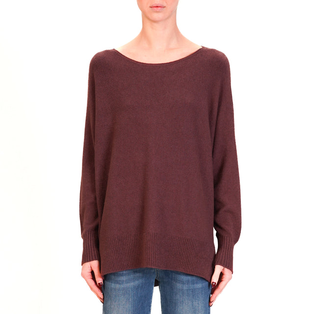 Kontatto-QS Maglia oversize spacchi laterali - vino