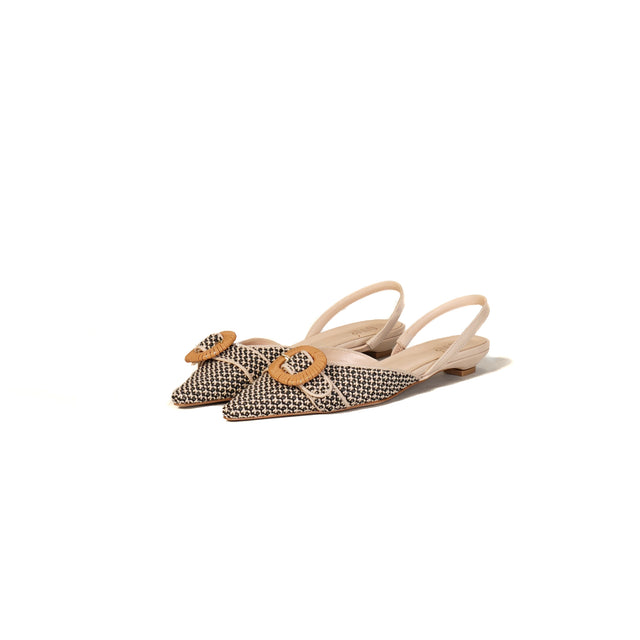 Ovye'-Slingback con rafia - sand/nero