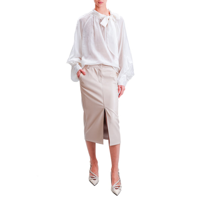 Tension in-Blouse muslin balloon sleeve - cream