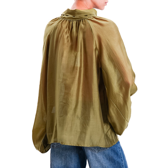 Tension in-Blouse muslin balloon sleeve - military