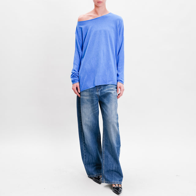 Zeroassoluto-Maglia stondata oversize - azzurro