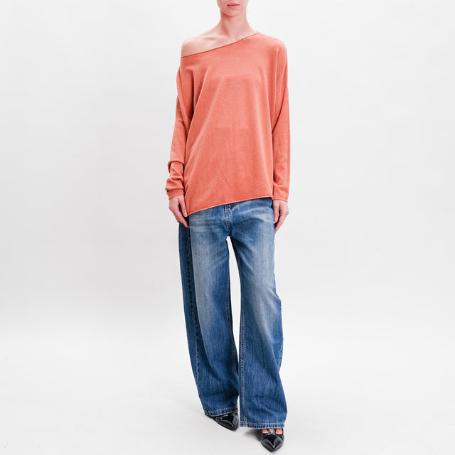 Zeroassoluto-Maglia stondata oversize - cannella