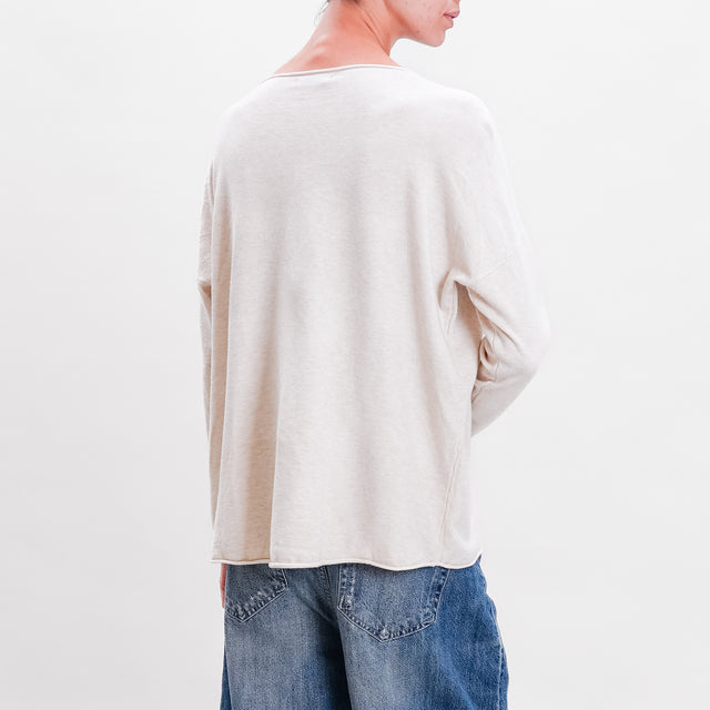 Zeroassoluto-Maglia stondata oversize - gesso