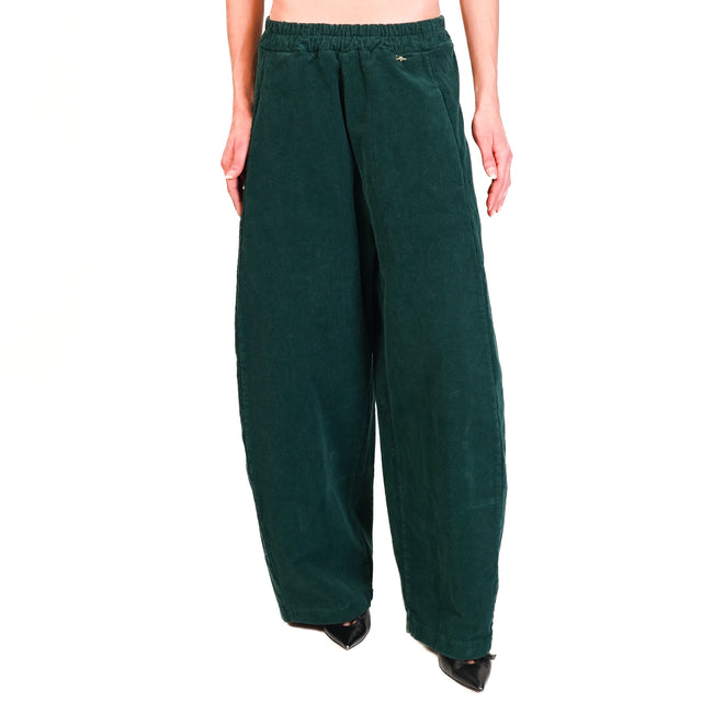 Souvenir-Pantalone velluto 1000 righe elasticizzato - verde