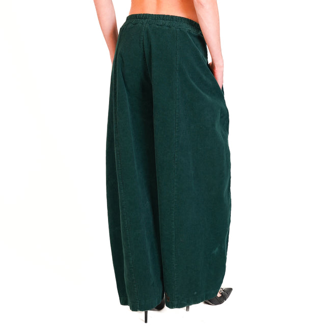 Souvenir-Pantalone velluto 1000 righe elasticizzato - verde