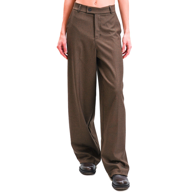 Zeroassoluto-Gender wide leg genderless trousers - pied de poule cigar/black