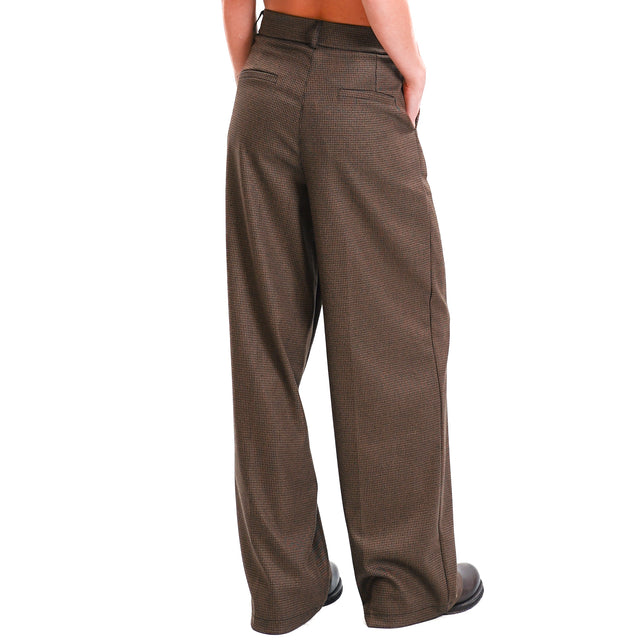 Zeroassoluto-Gender wide leg genderless trousers - pied de poule cigar/black