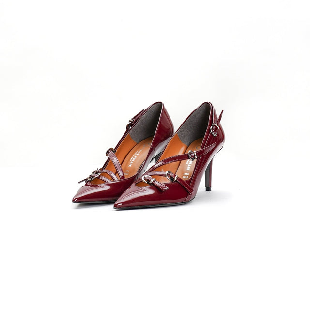 Divine follies-3 buckle pumps - naplak burgundy