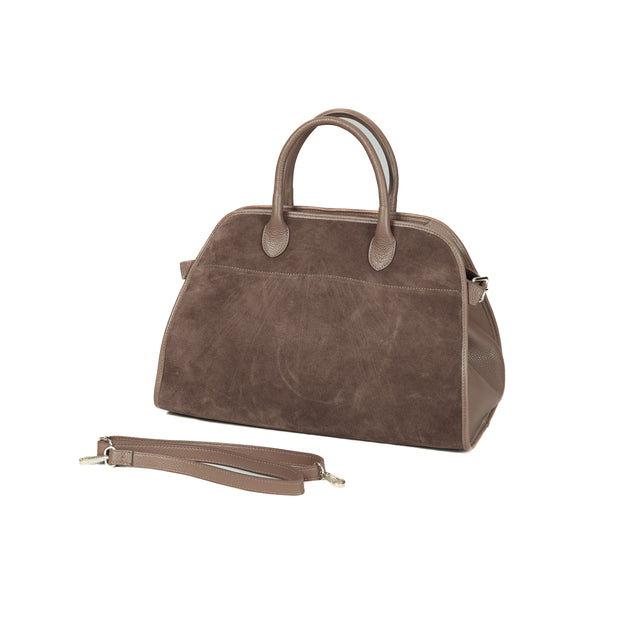 W by Whitemood-Maxi bag genuine leather scamosciat - taupe