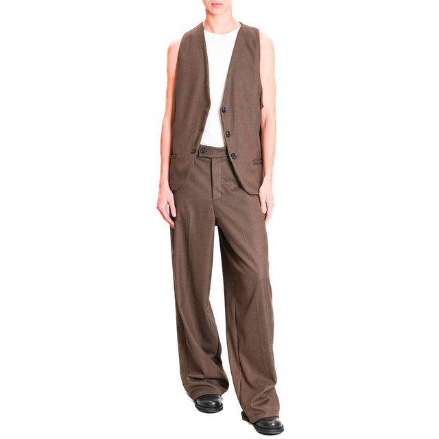 Zeroassoluto-Gender wide leg genderless trousers - pied de poule cigar/black