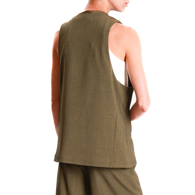 Zeroassoluto-Gilet GILY 3 bottoni - olive melange