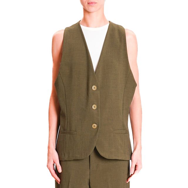 Zeroassoluto-Gilet GILY 3 bottoni - olive melange