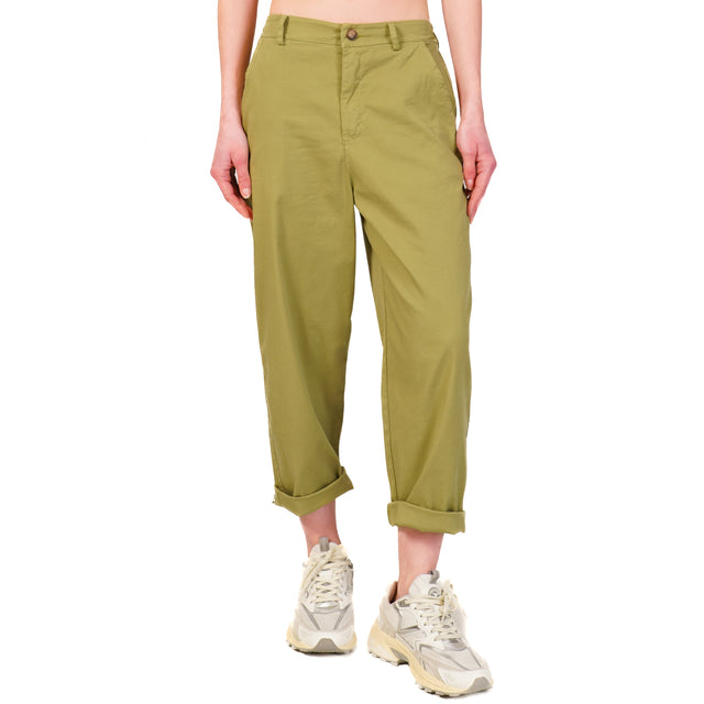 Zeroassoluto-Pantalone LORY baggy cotone elasticizzato - olio