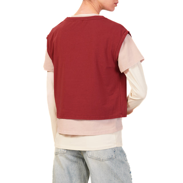 Zeroassoluto-Set tre t-shirt in jersey elasticizzato - cherry/rosa/burro