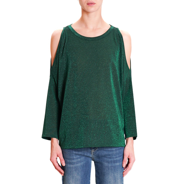 Kontatto-T-shirt cut out lurex - verde