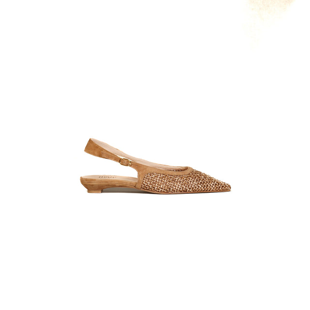 Ovyè-Slingback in rafia - beige