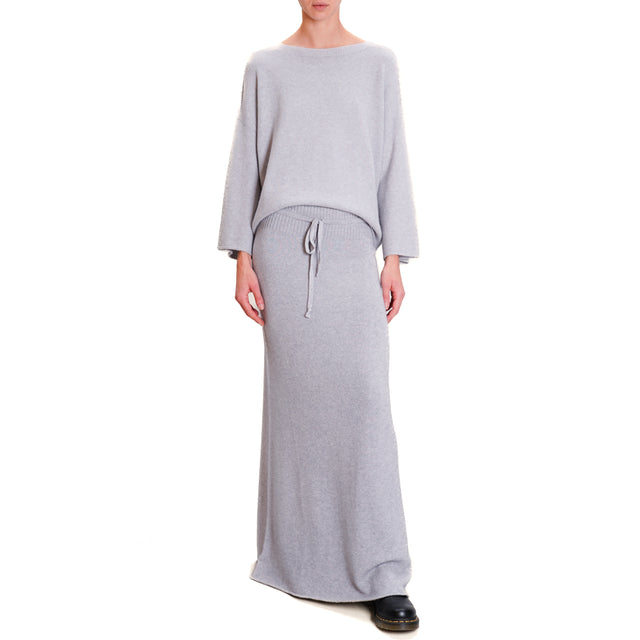 Kontatto-QS Knitted Skirt with Drawstring - Light Grey