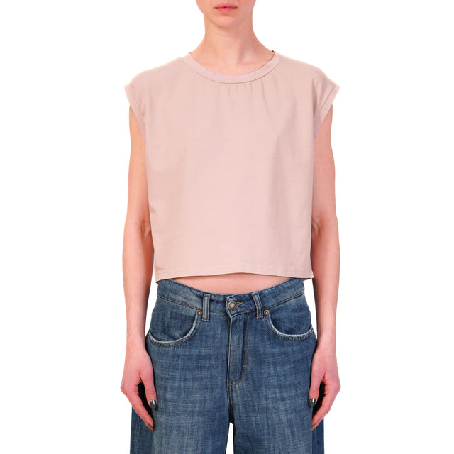 Zeroassoluto-T-shirt smanicata cotone elasticizzato - rosa