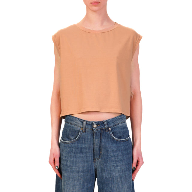 Zeroassoluto-T-shirt smanicata cotone elasticizzato - peach