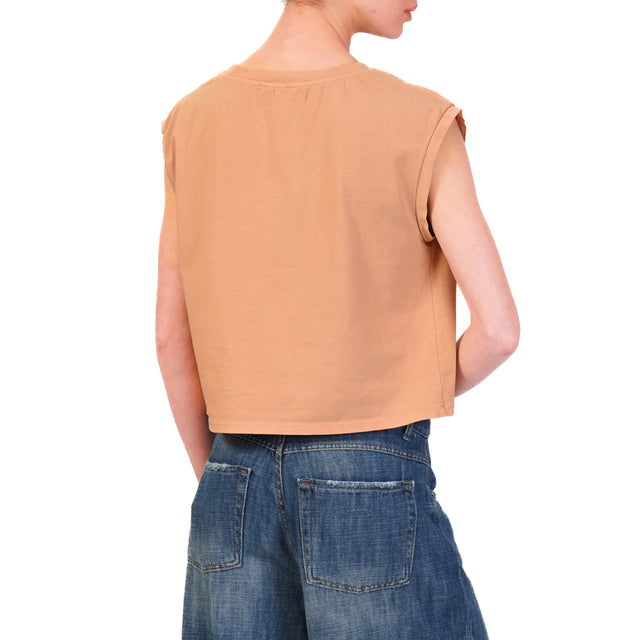 Zeroassoluto-T-shirt smanicata cotone elasticizzato - peach