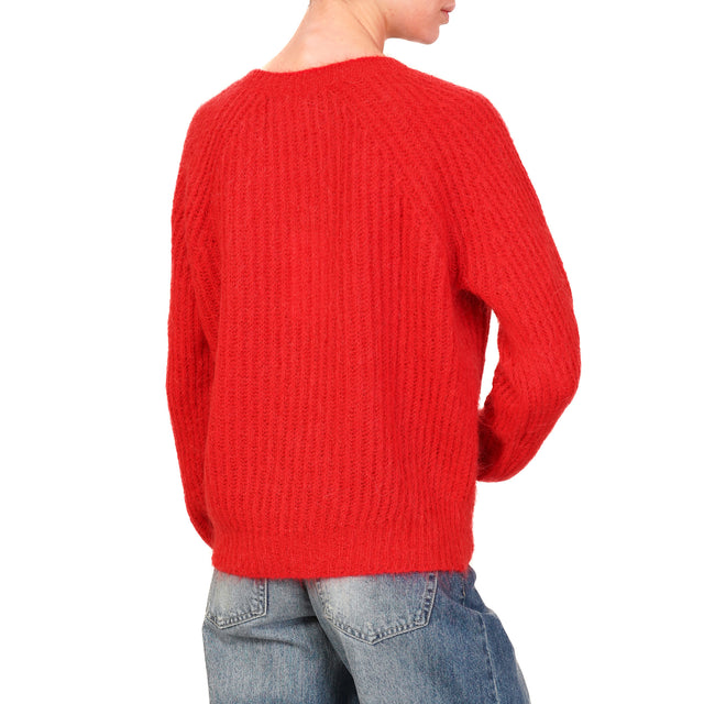 Kontatto-Maglia mohair girocollo - rosso