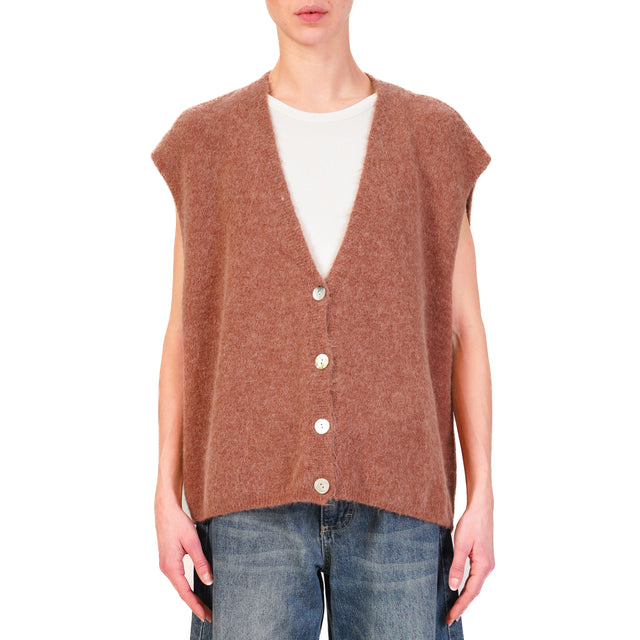 Zeroassoluto-Gilet over alpaca,bottoni in madreperla - blush