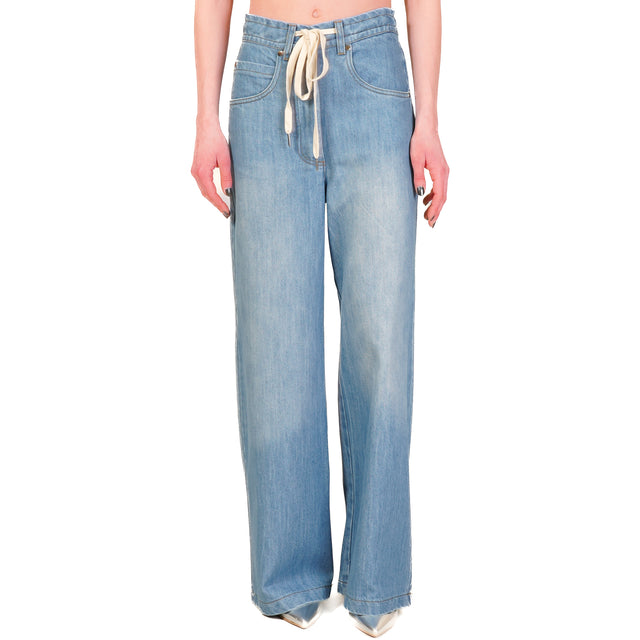 Tensione in-Jeans wide leg elastico dietro - denim