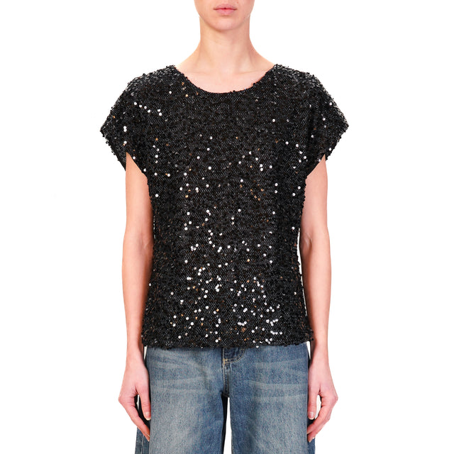 Vicolo-Blusa con paillettes - nero