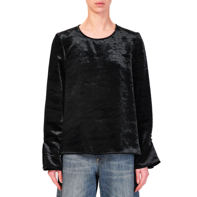 Vicolo-Blouse velvet button back - black