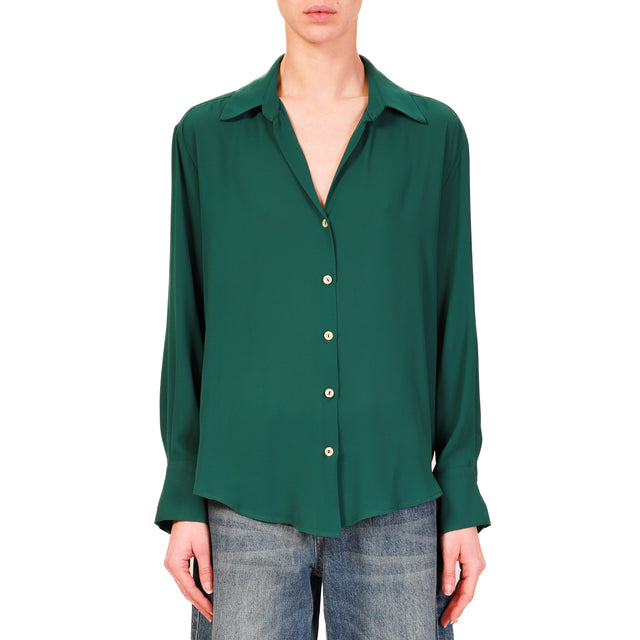 Zeroassoluto-Camicia CLAY MANO SETA - verde bottiglia