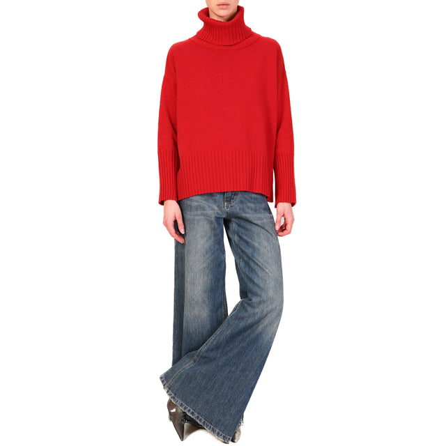 Tensione in-Maglia collo alto misto cashmere - rosso