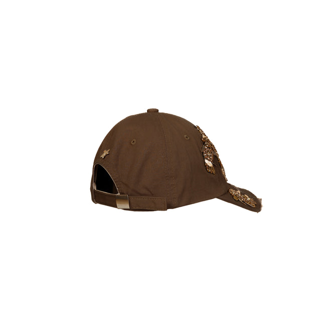 Sovenir-Cappello ricamato con rotture - moka