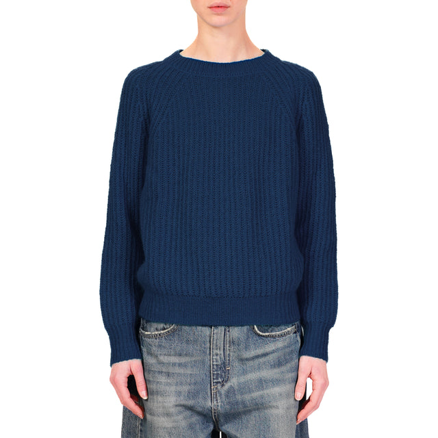 Vicolo-Ribbed Mohair Sweater - Blue