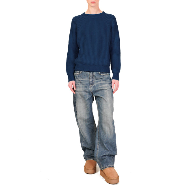 Vicolo-Ribbed Mohair Sweater - Blue