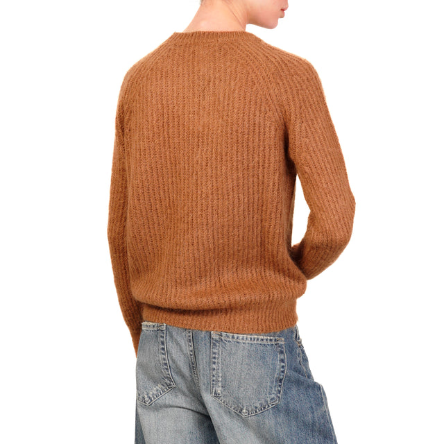 Vicolo-Ribbed Mohair Sweater - Leather